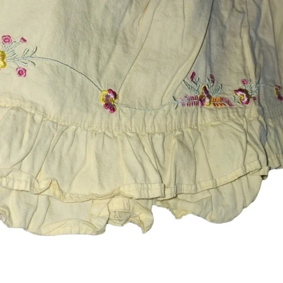 BLUEBERI BOULEVARD Yellow Halter Button Dress with Embroidered Flowers - Picture 4 of 7